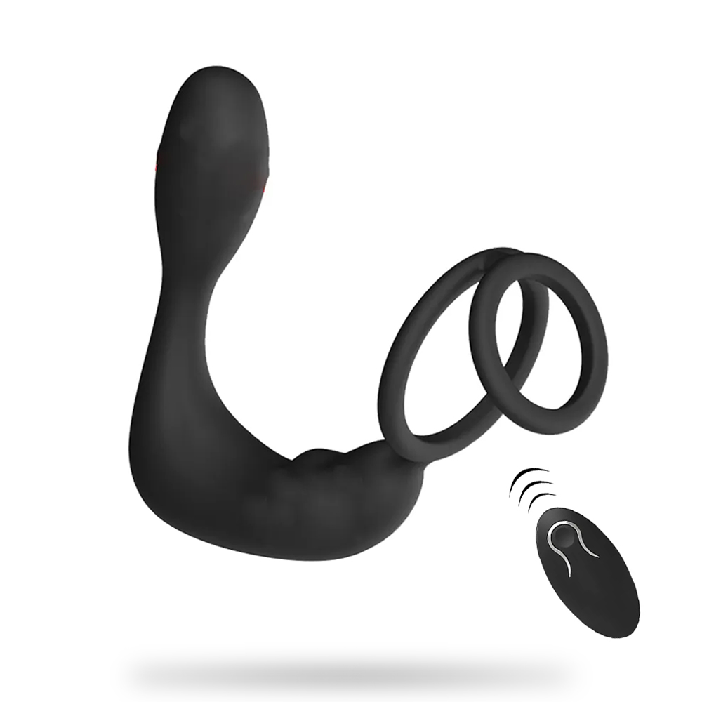 Wireless Remote Control Double Ring Lock Semen Prostate Press Anal Plug