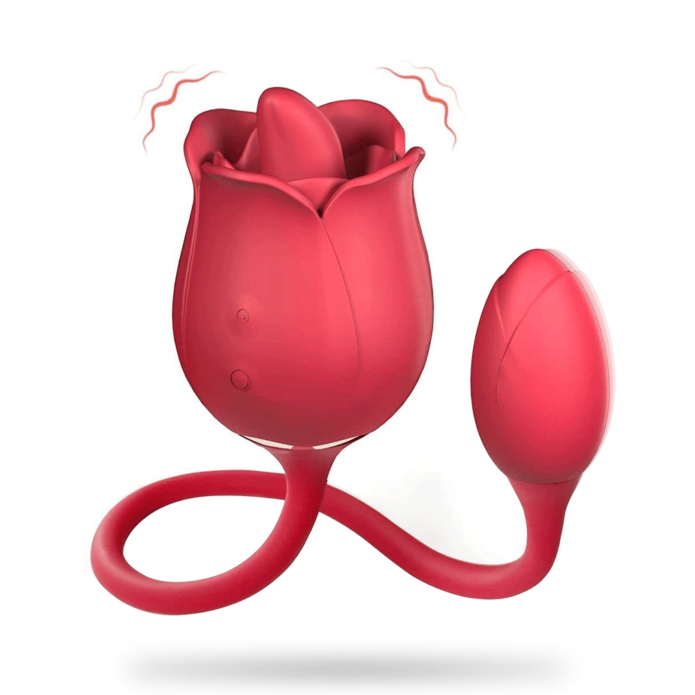 Rose Vibrator Tongue Licking Clitoris Stimulation with Vibrating Egg