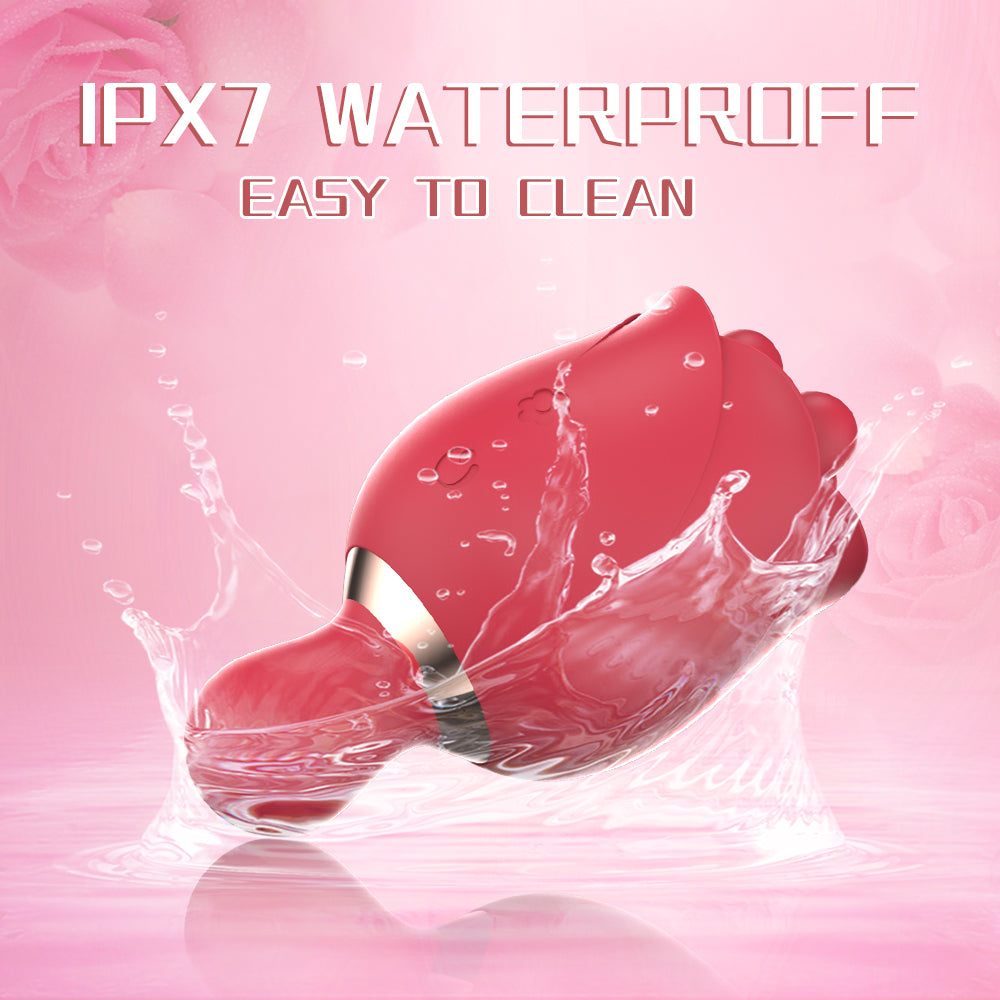 2 in 1 Rose Sex Toy for Women Clit Tongue Licking Rose Vibrator-Uxolclub