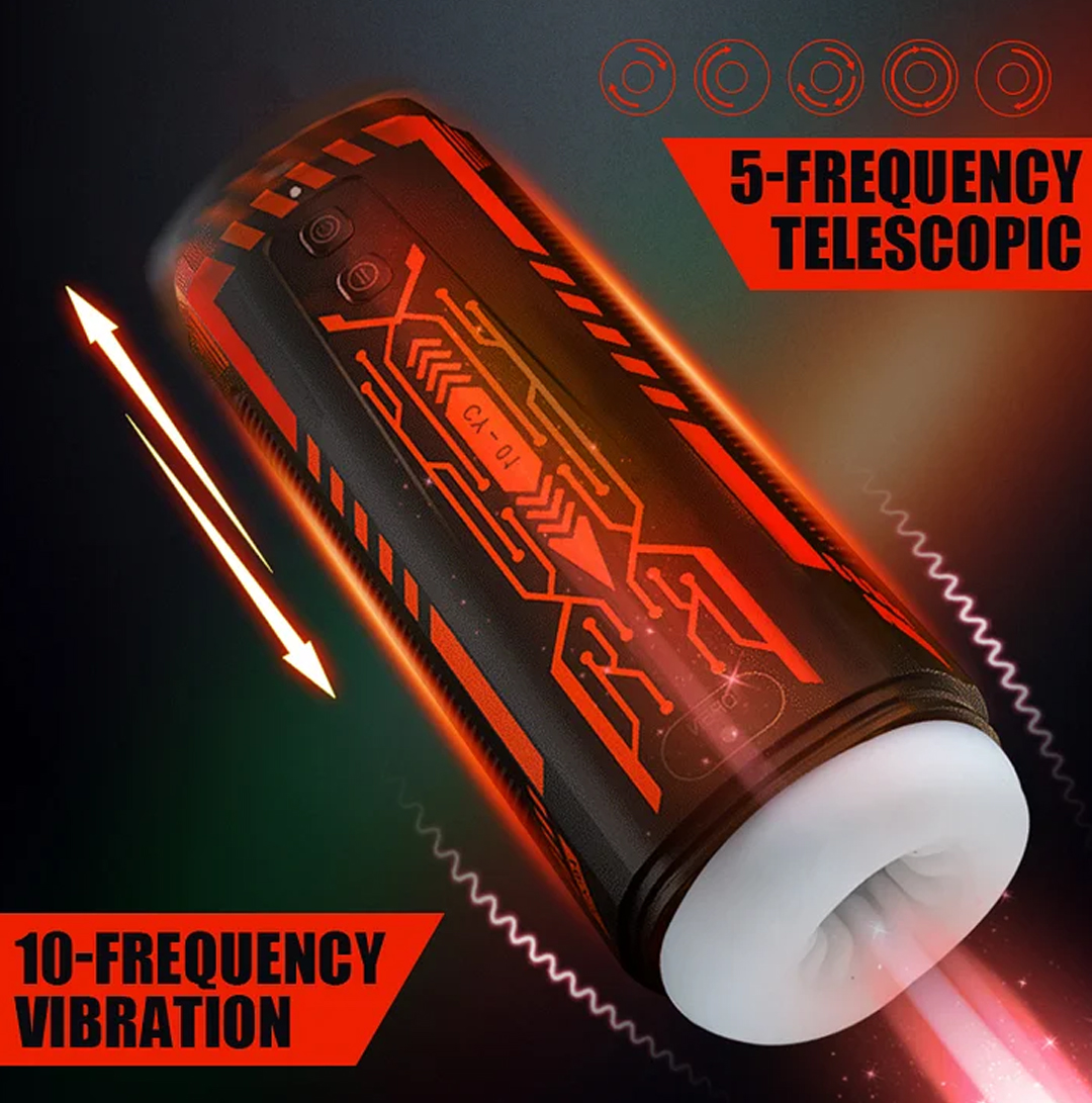 Mecha Warrior Cy-01 3-in-1 Retractable And Vibrating Clip Suction Masturbation Cup-Uxolclub