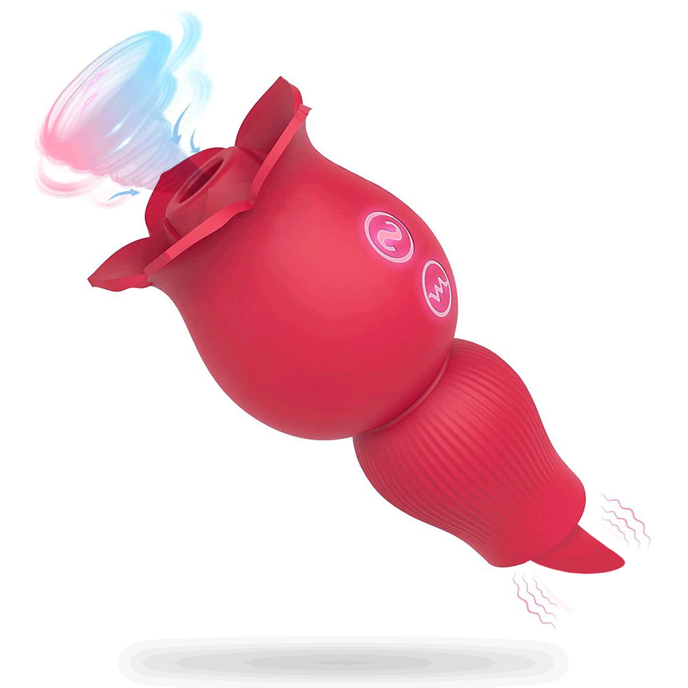2 in 1 Rose Suction Vibrator and Tongue Vibrator for Female Male Couple