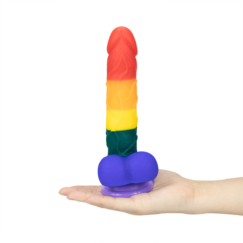 8 Inch Allovers Dildo Transparent Sucker Rainbow Dildo-Uxolclub