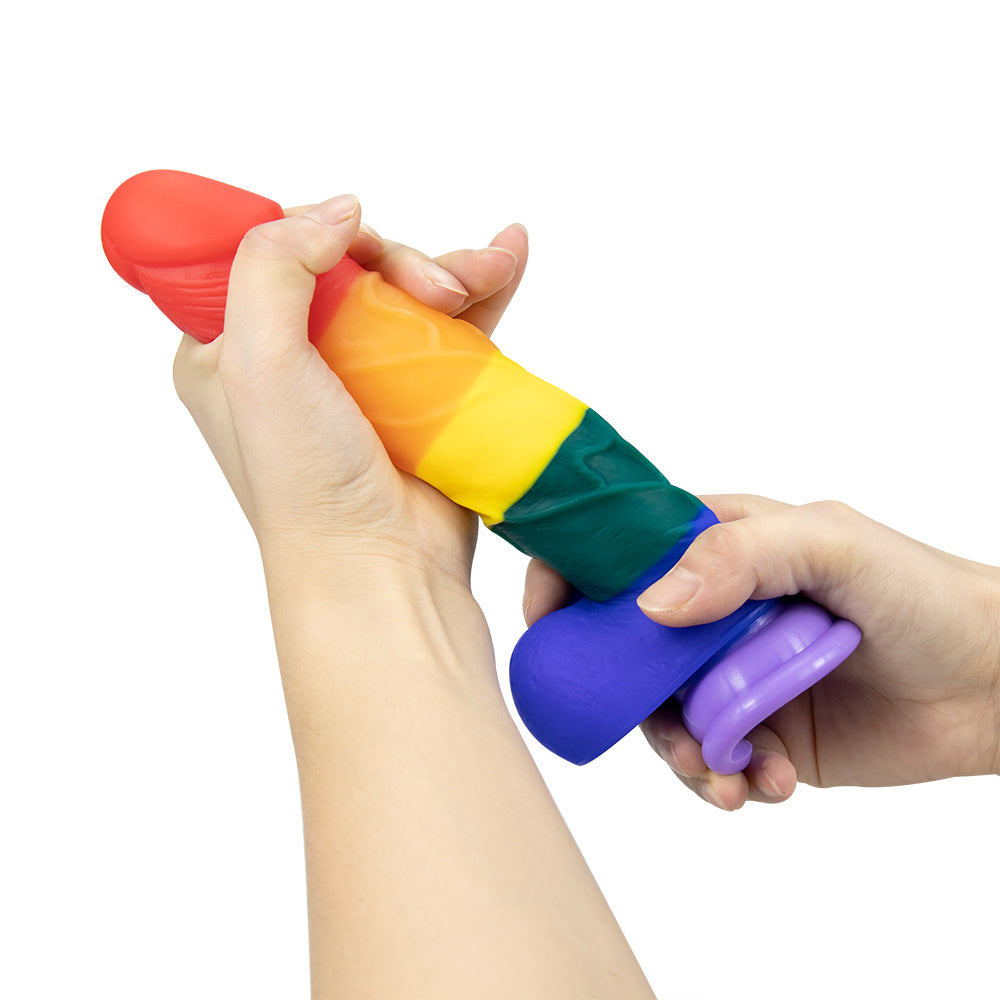 8 Inch Allovers Dildo Transparent Sucker Rainbow Dildo-Uxolclub