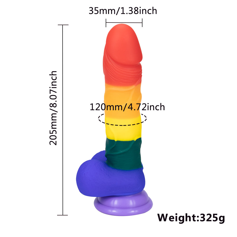 8 Inch Allovers Dildo Transparent Sucker Rainbow Dildo-Uxolclub