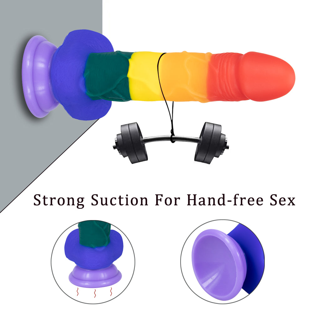 8 Inch Allovers Dildo Transparent Sucker Rainbow Dildo-Uxolclub
