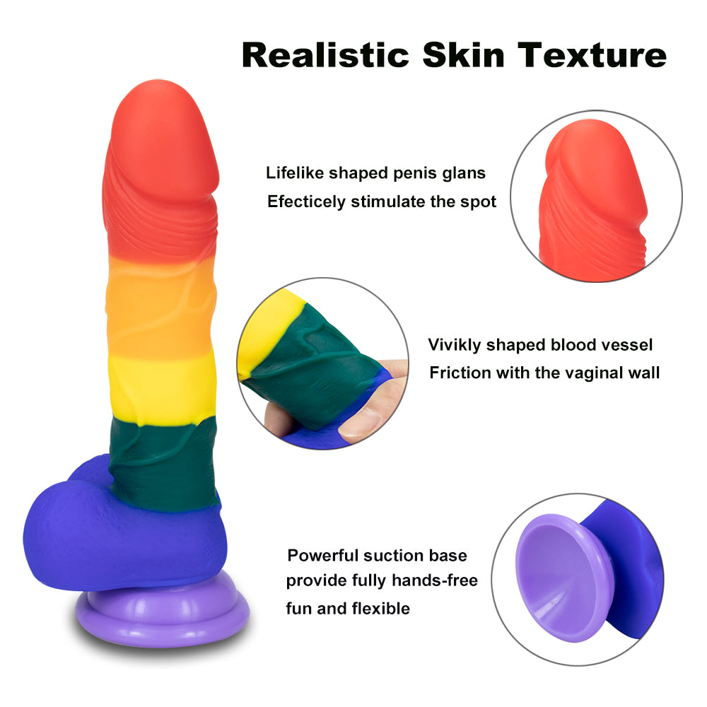 8 Inch Allovers Dildo Transparent Sucker Rainbow Dildo-Uxolclub