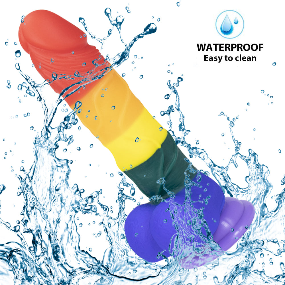 8 Inch Allovers Dildo Transparent Sucker Rainbow Dildo-Uxolclub