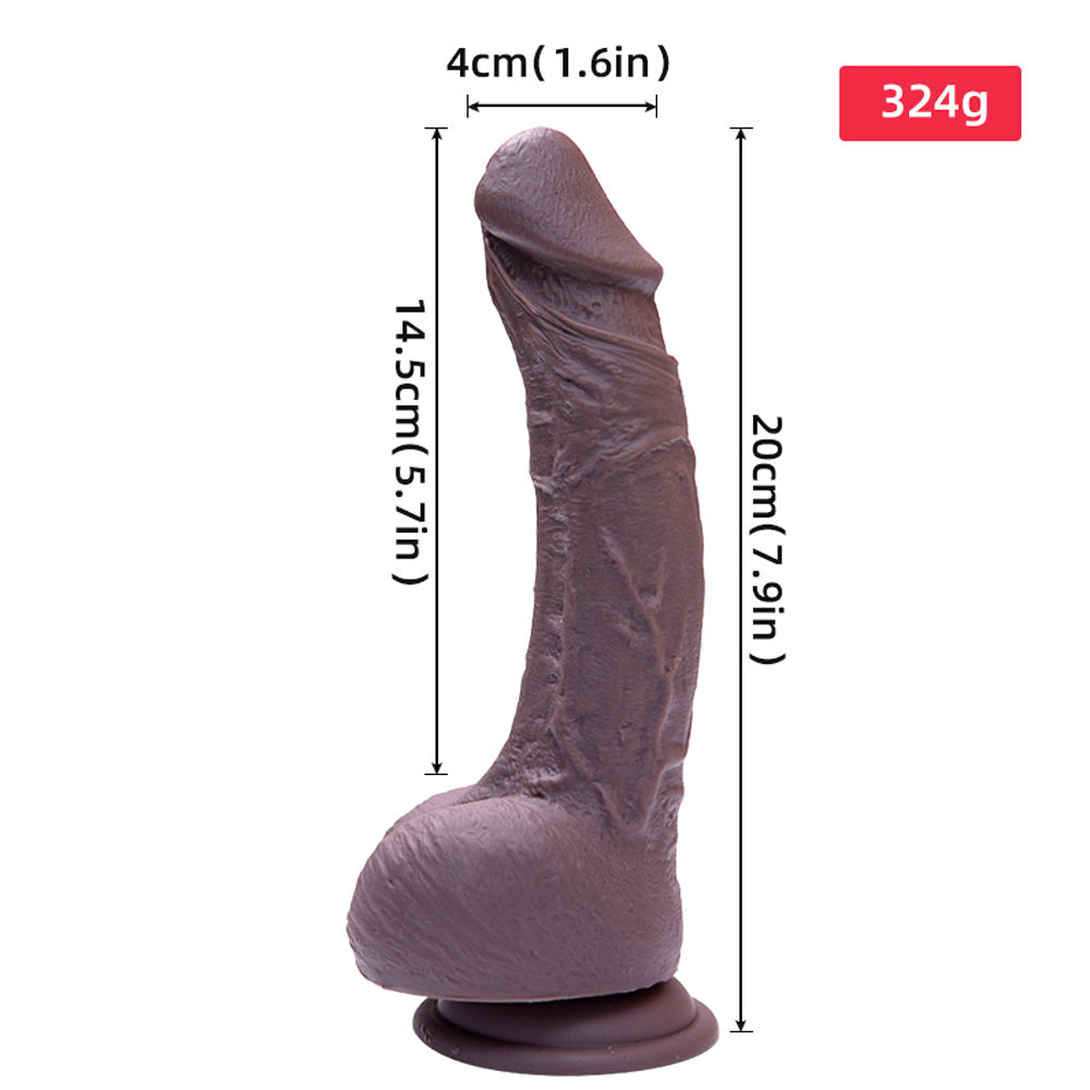 Suction Cup Dark Brown Dildo - Silicone Allovers Thrusting Dildo-Uxolclub