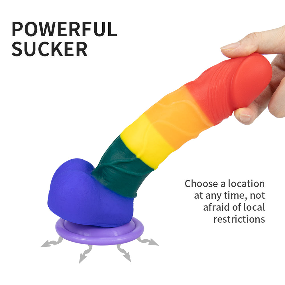 8 Inch Allovers Dildo Transparent Sucker Rainbow Dildo-Uxolclub