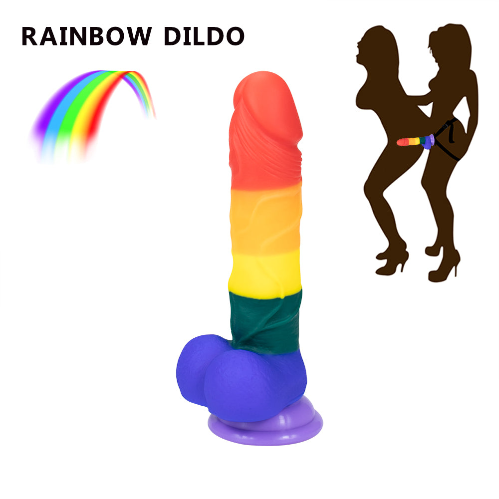 8 Inch Allovers Dildo Transparent Sucker Rainbow Dildo-Uxolclub