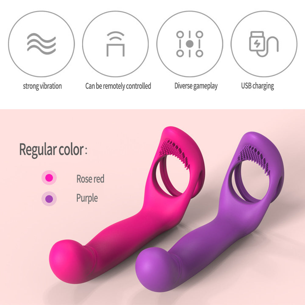9 Frequency Silicone Vibrating Dildos with Vibrating Penis Ring-Uxolclub