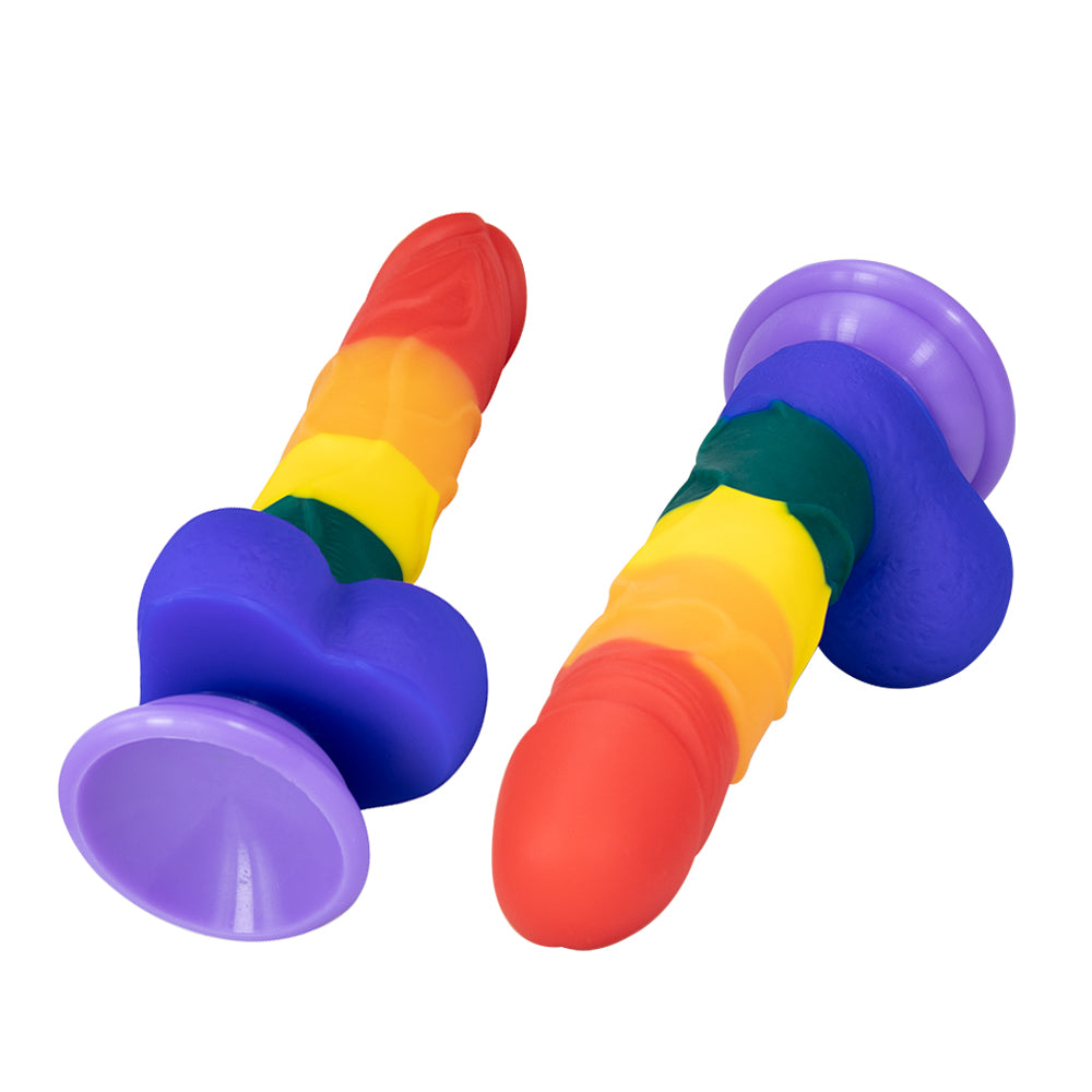 8 Inch Allovers Dildo Transparent Sucker Rainbow Dildo-Uxolclub