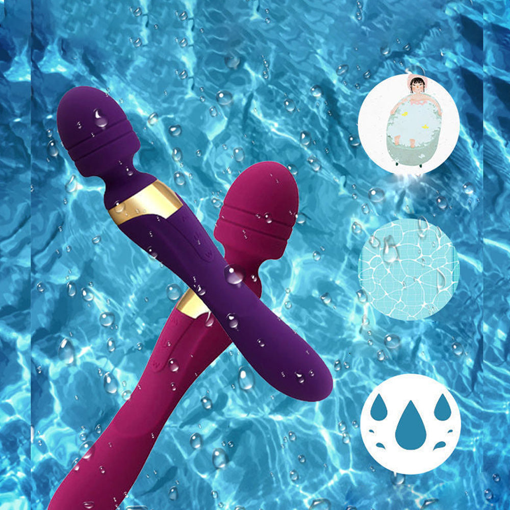 Double Head Magic Wand Rechargeable with Vibrating Dildos-Uxolclub