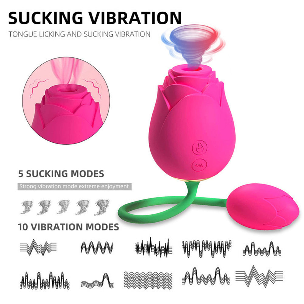 The Rose Vibrator - 5 Suction & 10 Vibration Modes with Vibrating Egg-Uxolclub