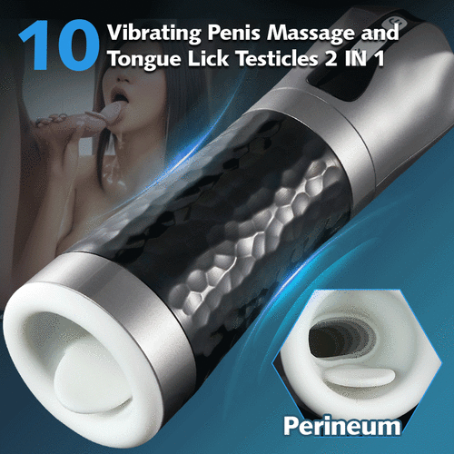 LUOGE 10 Vibrating 5 Sucking Male Masturbator Penis Training & Tongue Lick Testicles 2 in 1, Heating Voice Blowjob Toy-Uxolclub - Best Adult Sex Toys Online Retailers