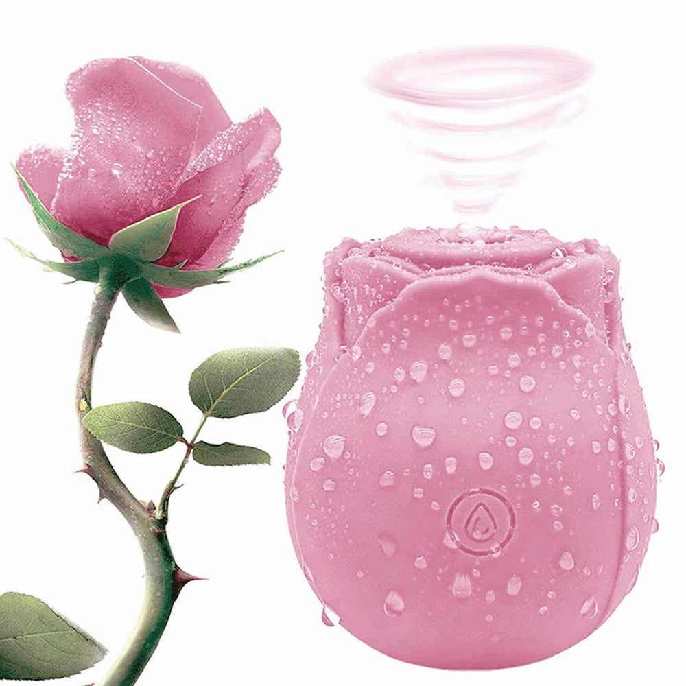 Pink Rose Suction Vibrator 7 Frequency Sucking Clit Massage Rose Toy-Uxolclub