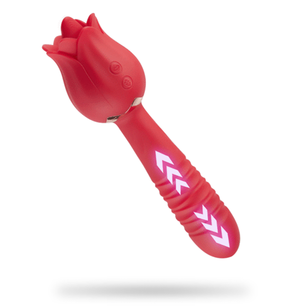 The Rose Vibrator for Women Tongue Licking Retractable Vibrating Egg