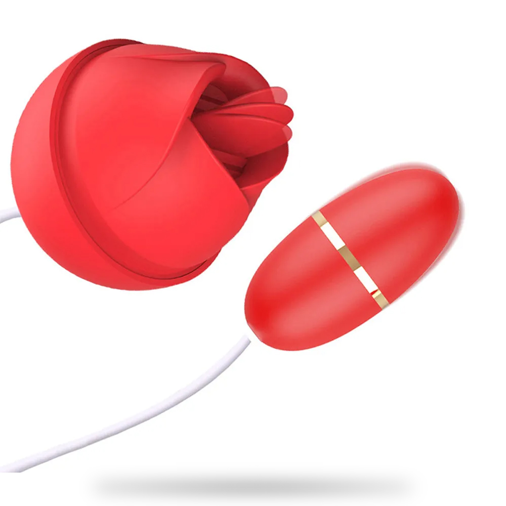 Double Tongue Licking Rose Vibrator Female Masturbation Vibrating Egg
