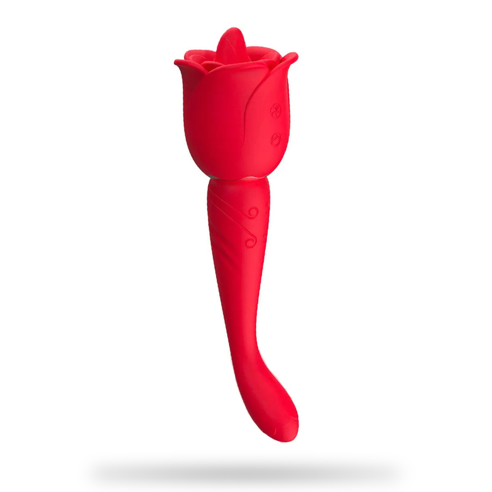 10 Frequency Licking Tongue Vibrating Rose Masturbation Stick