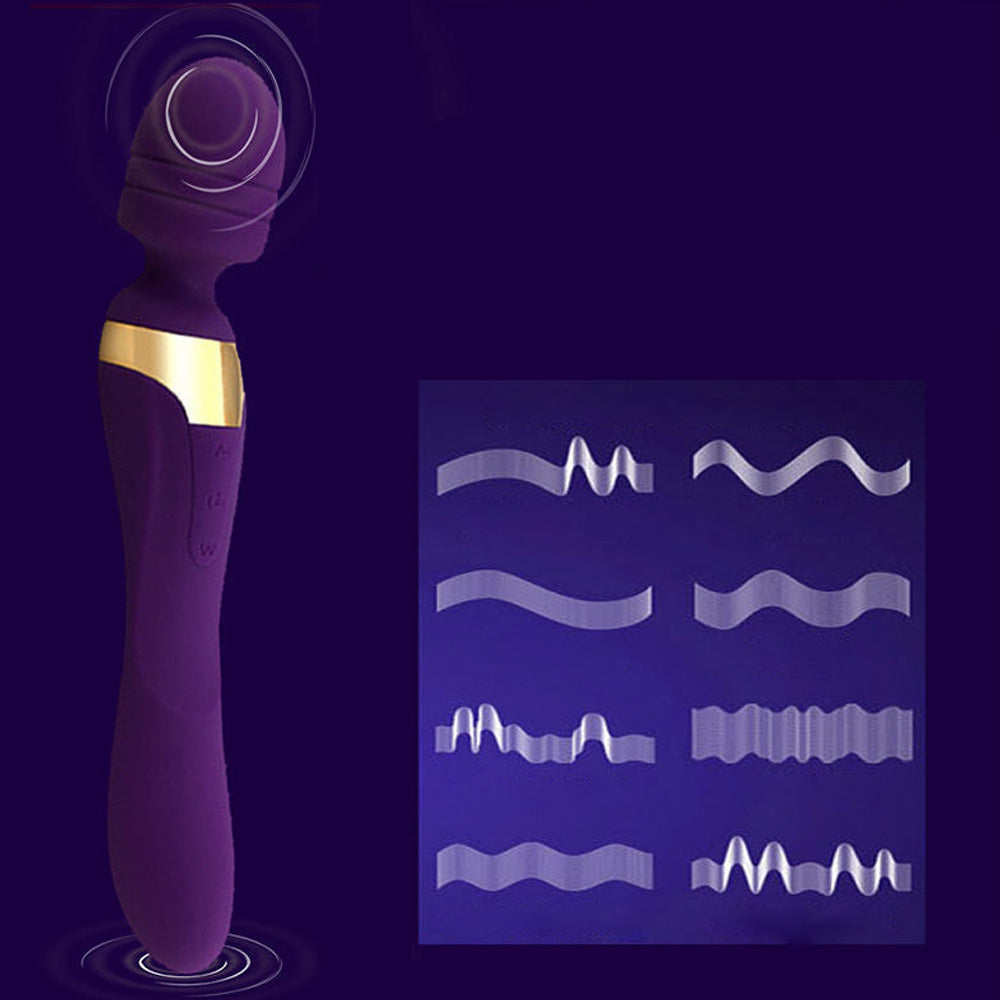 Double Head Magic Wand Rechargeable with Vibrating Dildos-Uxolclub