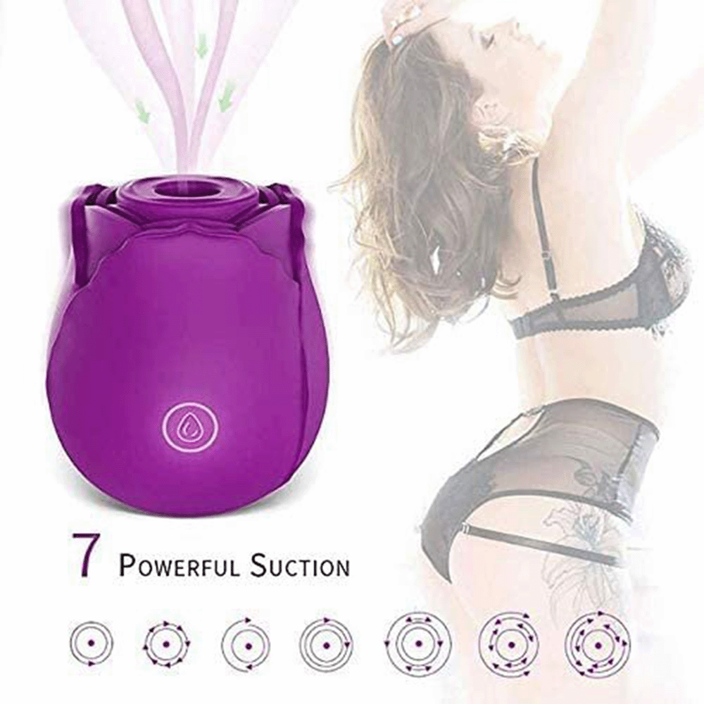 Purple Rose Suction Vibrator 7 Frequency Sucking Clit Massage Rose Toy-Uxolclub