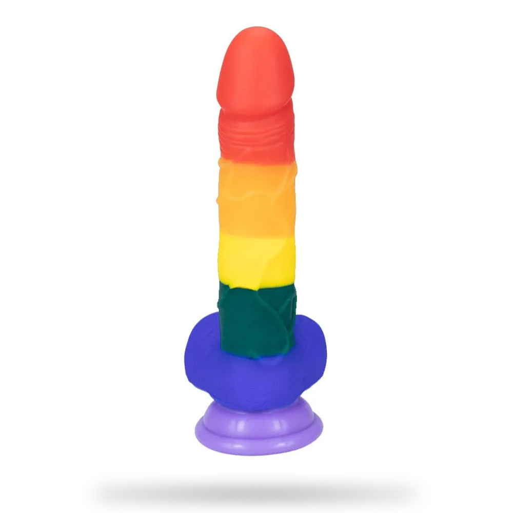 8 Inch Allovers Dildo Transparent Sucker Rainbow Dildo