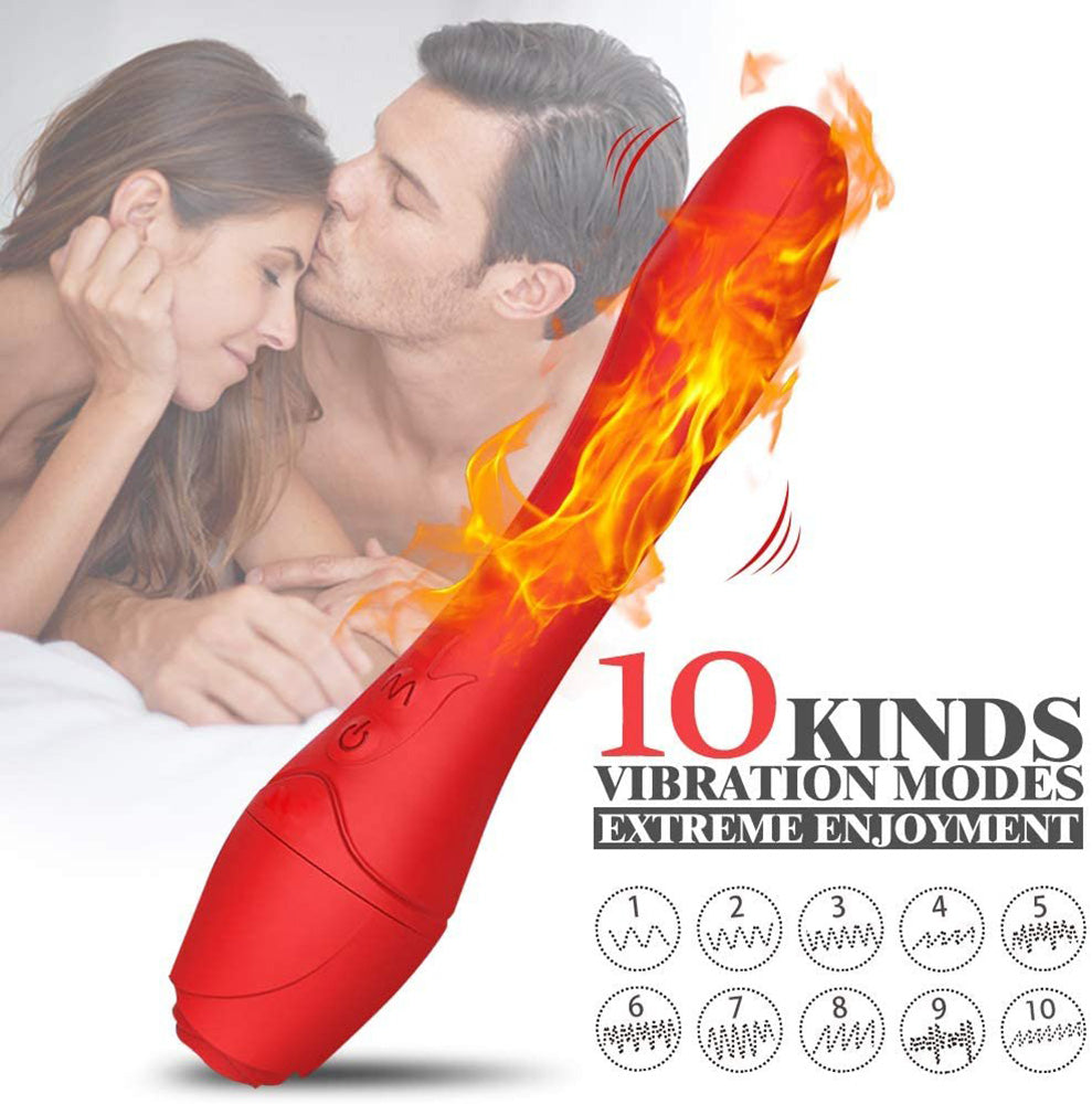 Red Rose Vibrater Heated Masturbation Massage Rose Vibration-Uxolclub