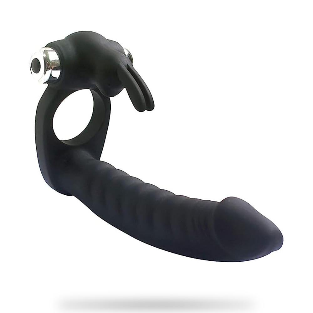 Vibrating Butt Plug Double Dildo Cock Ring Penetrator