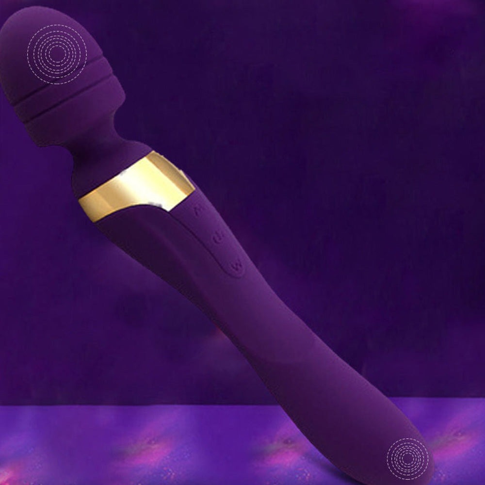 Double Head Magic Wand Rechargeable with Vibrating Dildos-Uxolclub