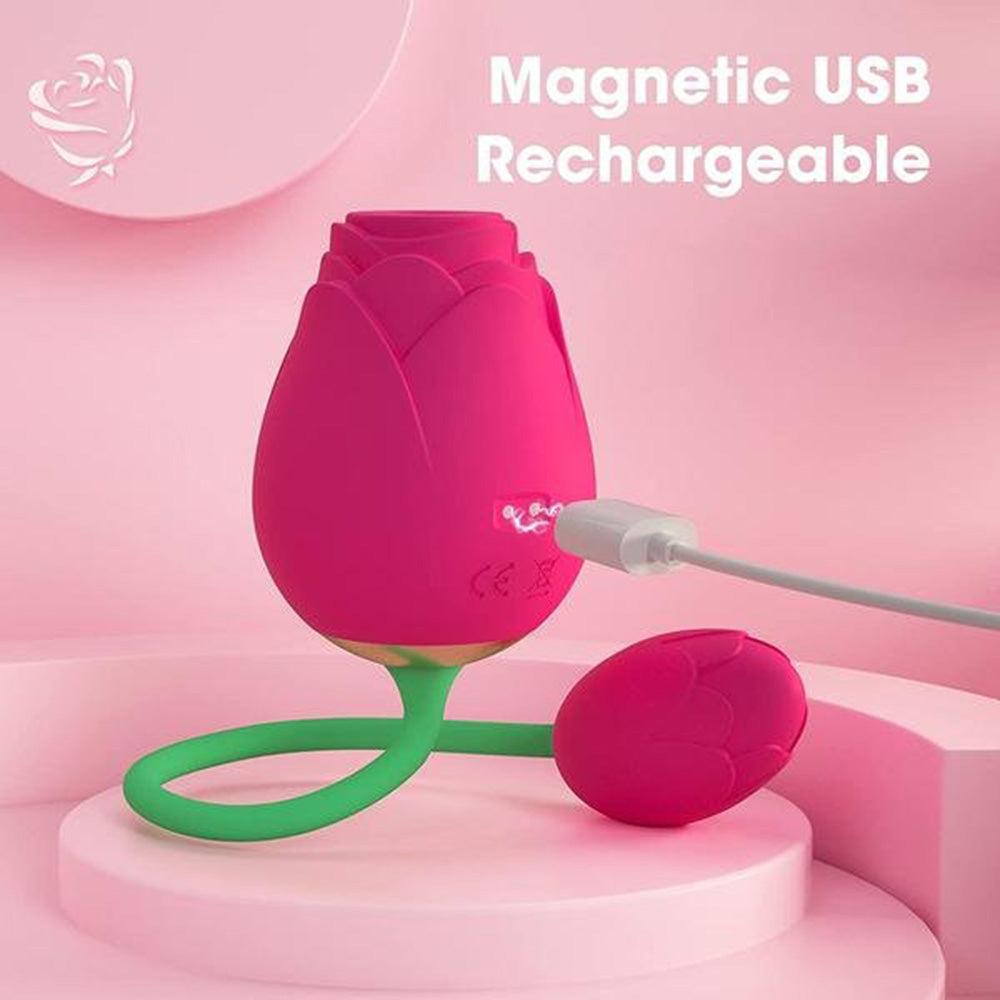 egg shaped vibrater The Rose Vibrator for Women with Retractable Vibrating Egg main image 1