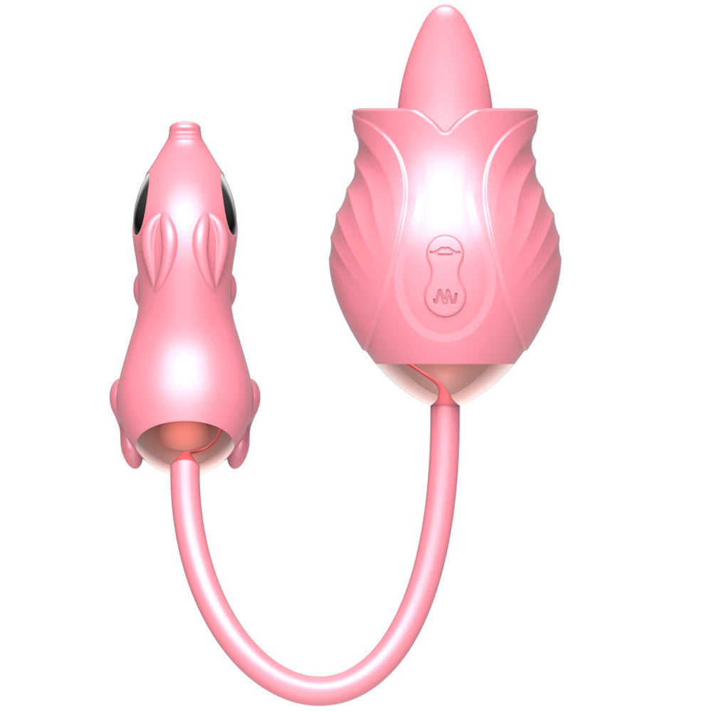 9Th Generation Rose Double Tongue Licking Vibrating Egg-Uxolclub