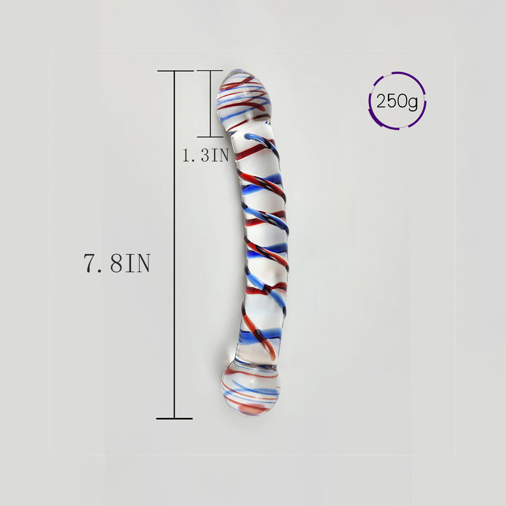 Crystal Glass Dildo Red And Blue Texture Anal Plug-Uxolclub