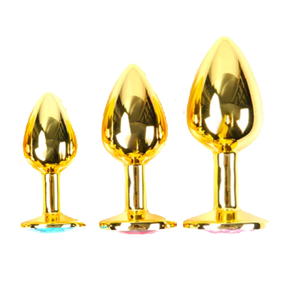 Round Metal Butt Plug - Stainless Steel Jewel Butt Plug Anal Training-Uxolclub