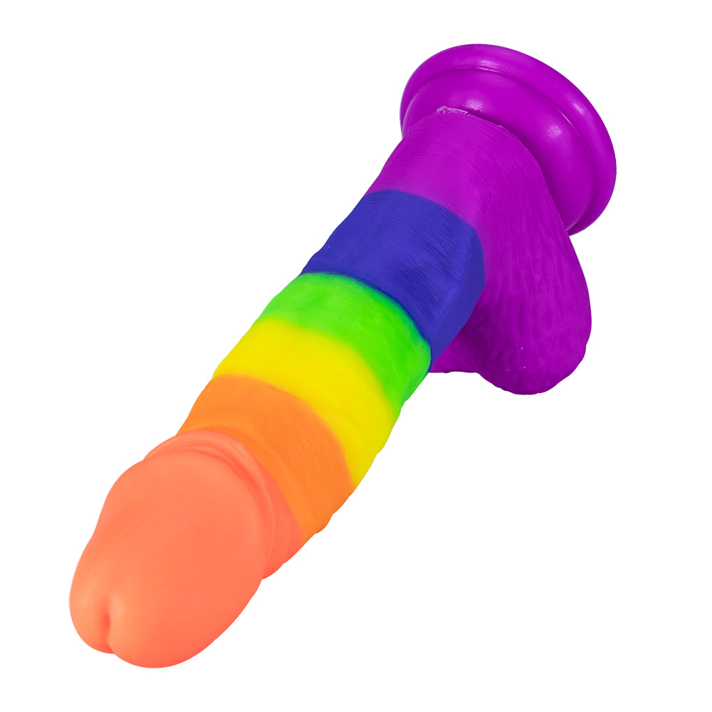 Rainbow Dildo | Silicone Suction Cups Allovers Thrusting Dildo-Uxolclub