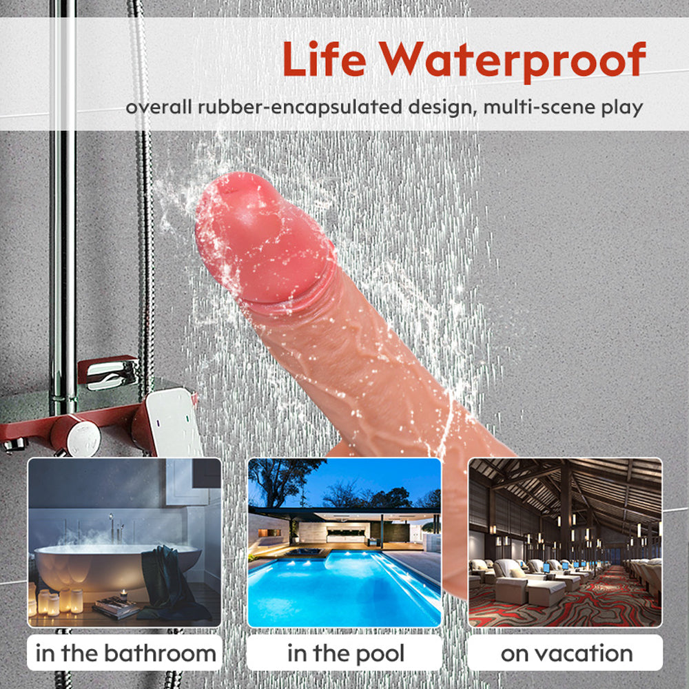 Double Thickened Allovers Thrusting Dildo Foreskin 9 Inch Dildo-Uxolclub