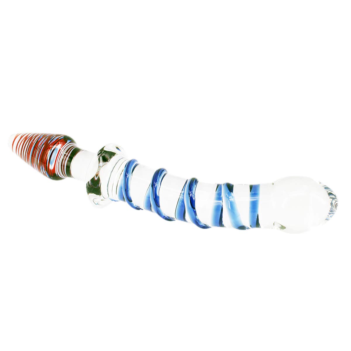 Colorful Ribbon Glass Dildo Crystal Female Masturbation Wand-Uxolclub