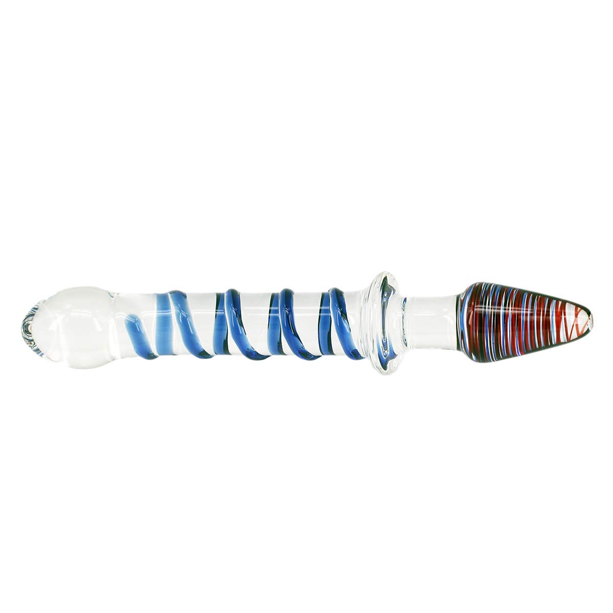 Colorful Ribbon Glass Dildo Crystal Female Masturbation Wand-Uxolclub