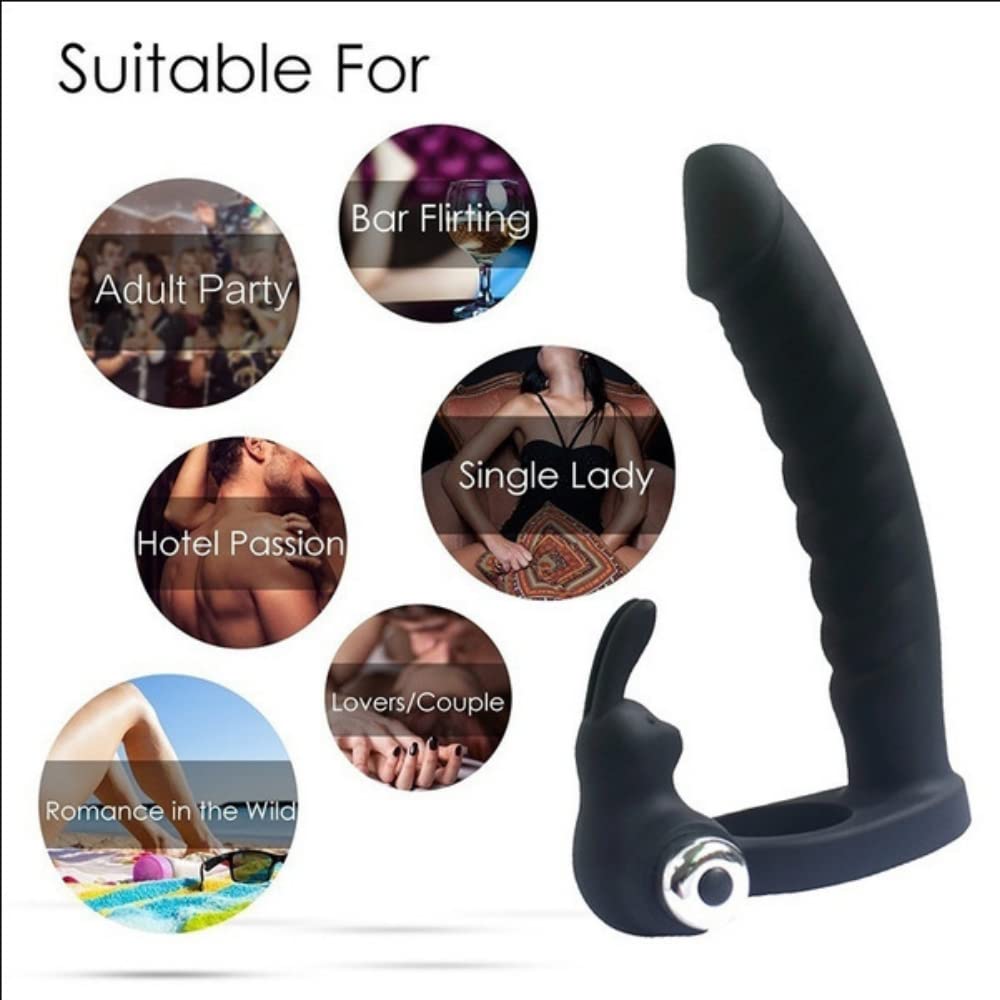 Vibrating Butt Plug Double Dildo Cock Ring Penetrator