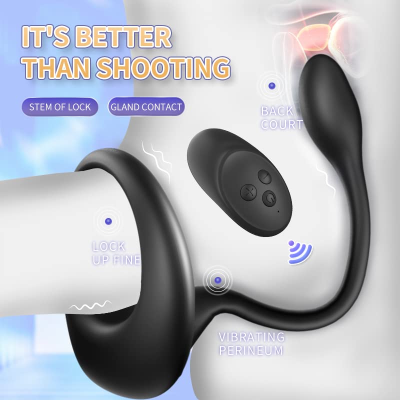 3 in 1 Dual Motor 10 Modes Vibrating Cock Ring with Anal Plug, Uxol 10