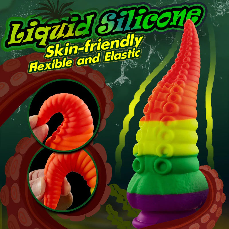 8.66 Inch Tentacle Silicone Rainbow Dildo with Suction Cup