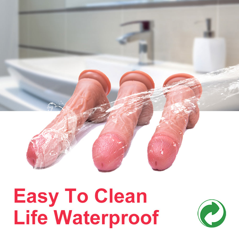 Allovers Dildo Double Layer Foreskin Texture Silicone Dildo-Uxolclub