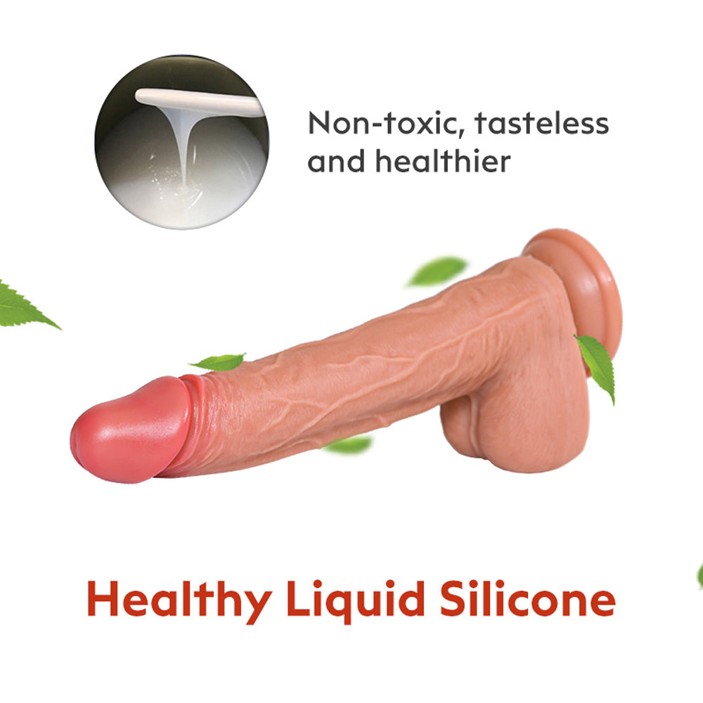 Double Thickened Allovers Thrusting Dildo Foreskin 9 Inch Dildo-Uxolclub