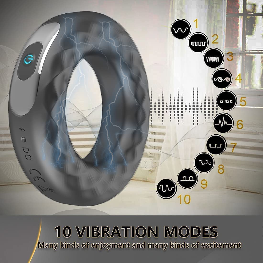Silicone vibrating locking sperm ring male delayed masturbator-Uxolclub