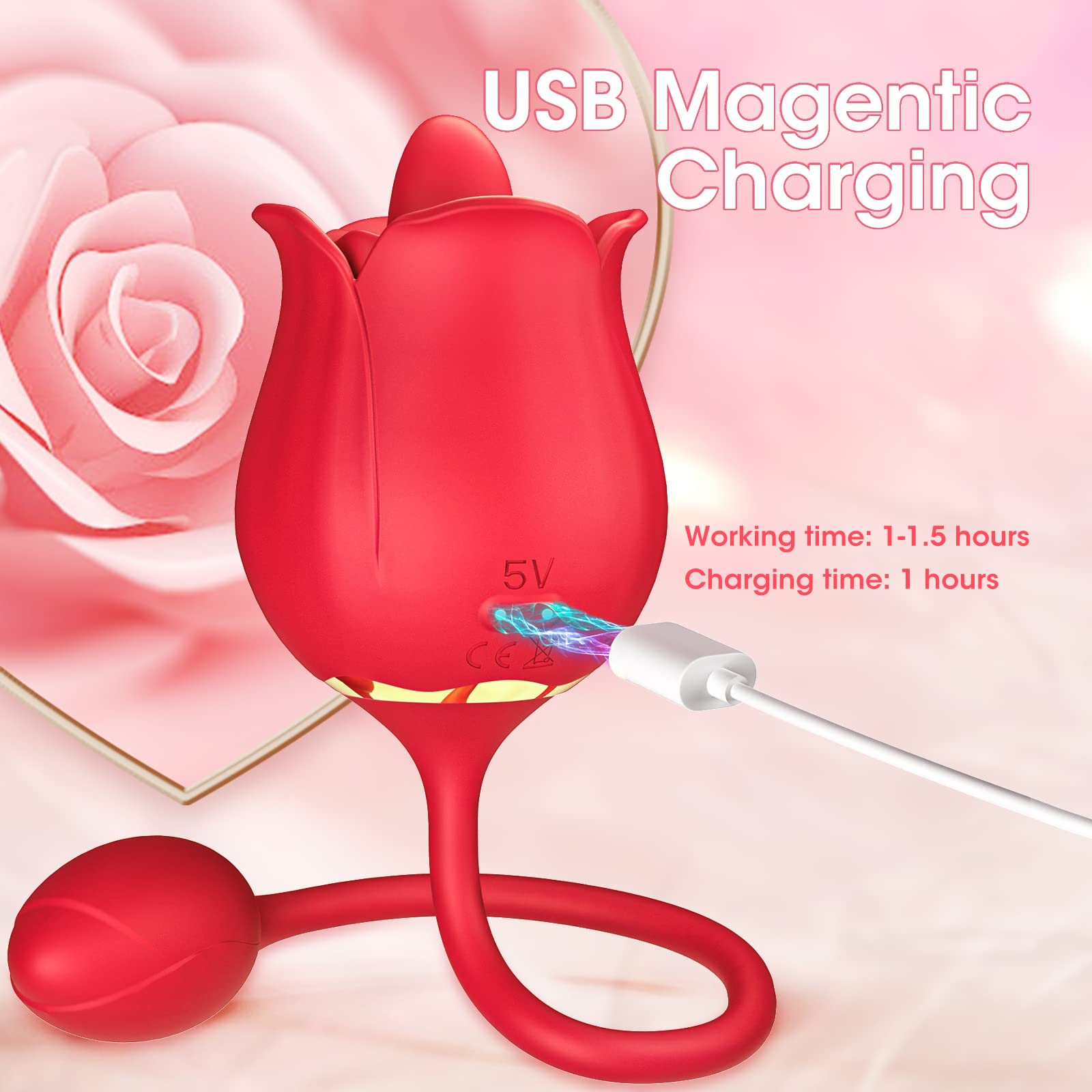Rose Vibrator Tongue Licking Clitoris Stimulation with Vibrating Egg-Uxolclub