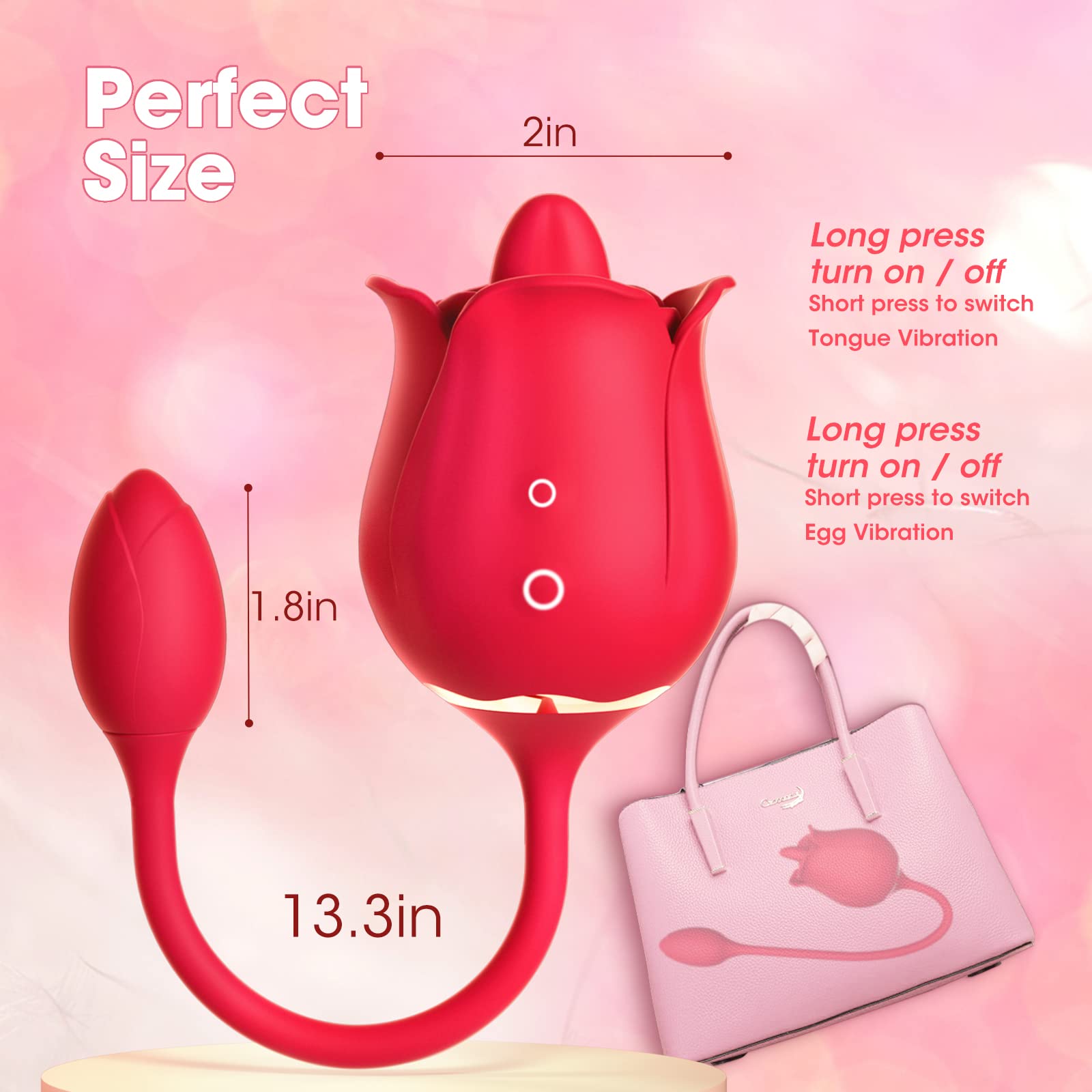 Rose Vibrator Tongue Licking Clitoris Stimulation with Vibrating Egg-Uxolclub