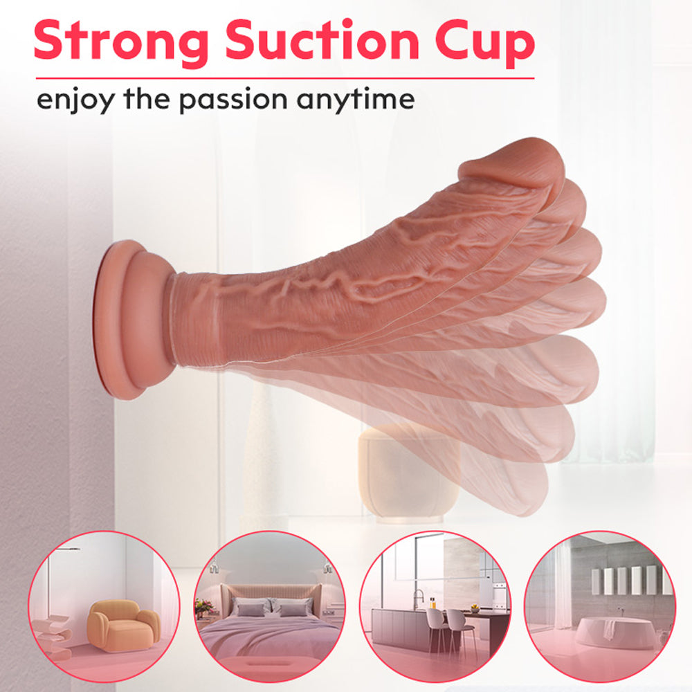 Double Layer Allovers Thrusting Dildo| Suction Cup Silicone Dildo-Uxolclub