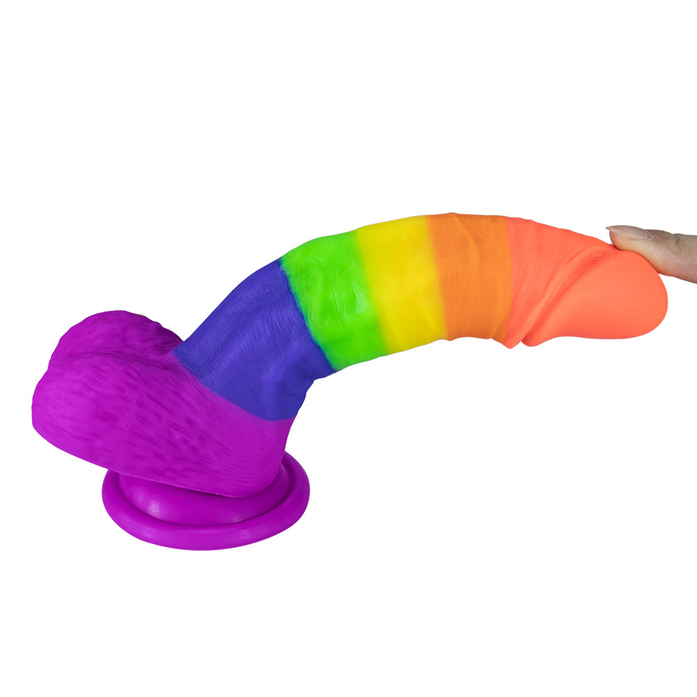Rainbow Dildo | Silicone Suction Cups Allovers Thrusting Dildo-Uxolclub