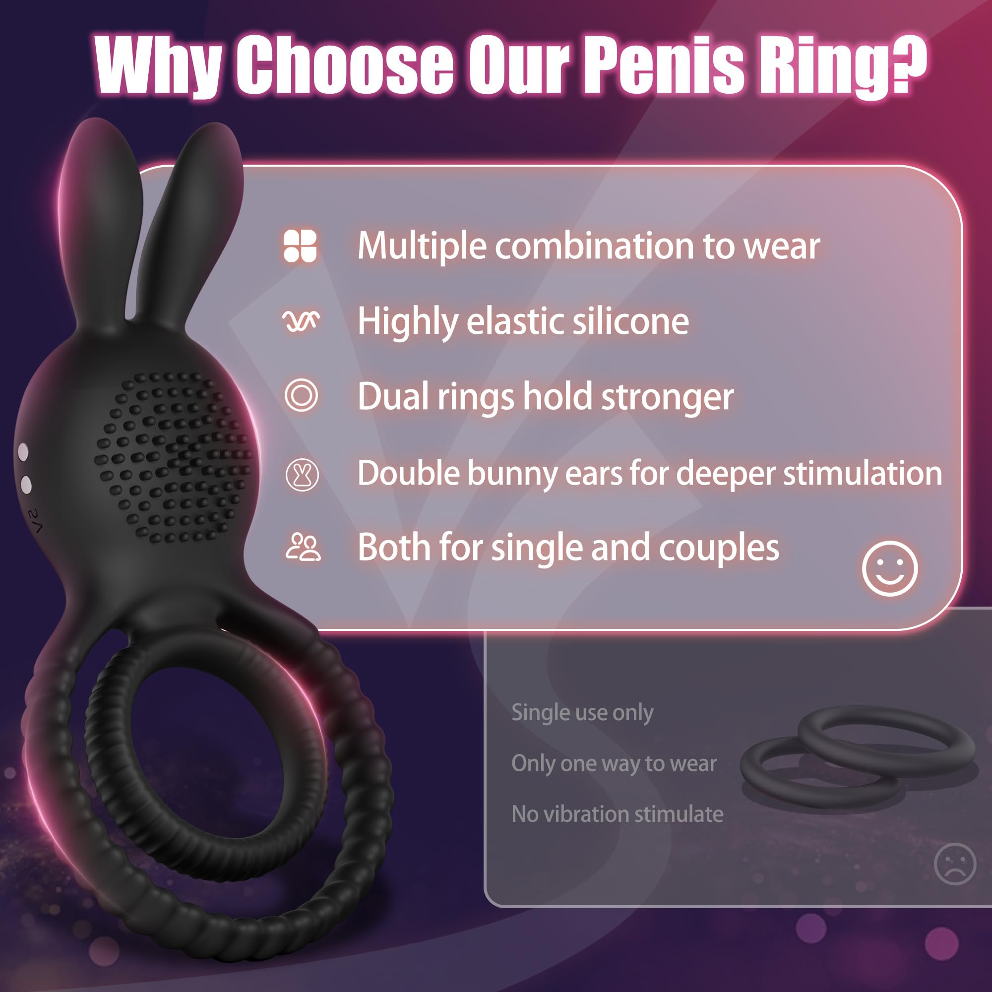 4in1 Penis Ring Vibrator 10 Vibrations C & G Spot Vibrators