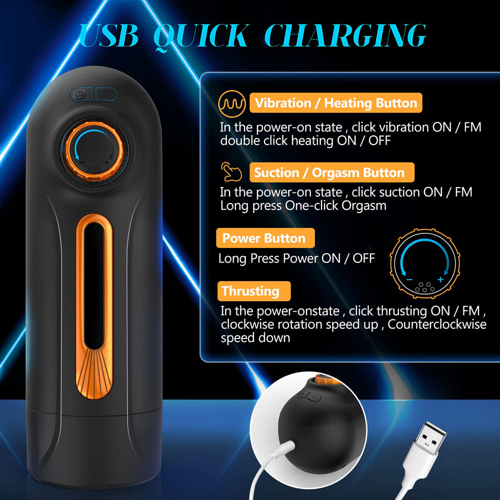 Adventurer Infinitely Variable Speed Retractable Clip Suction Masturbator-Uxolclub