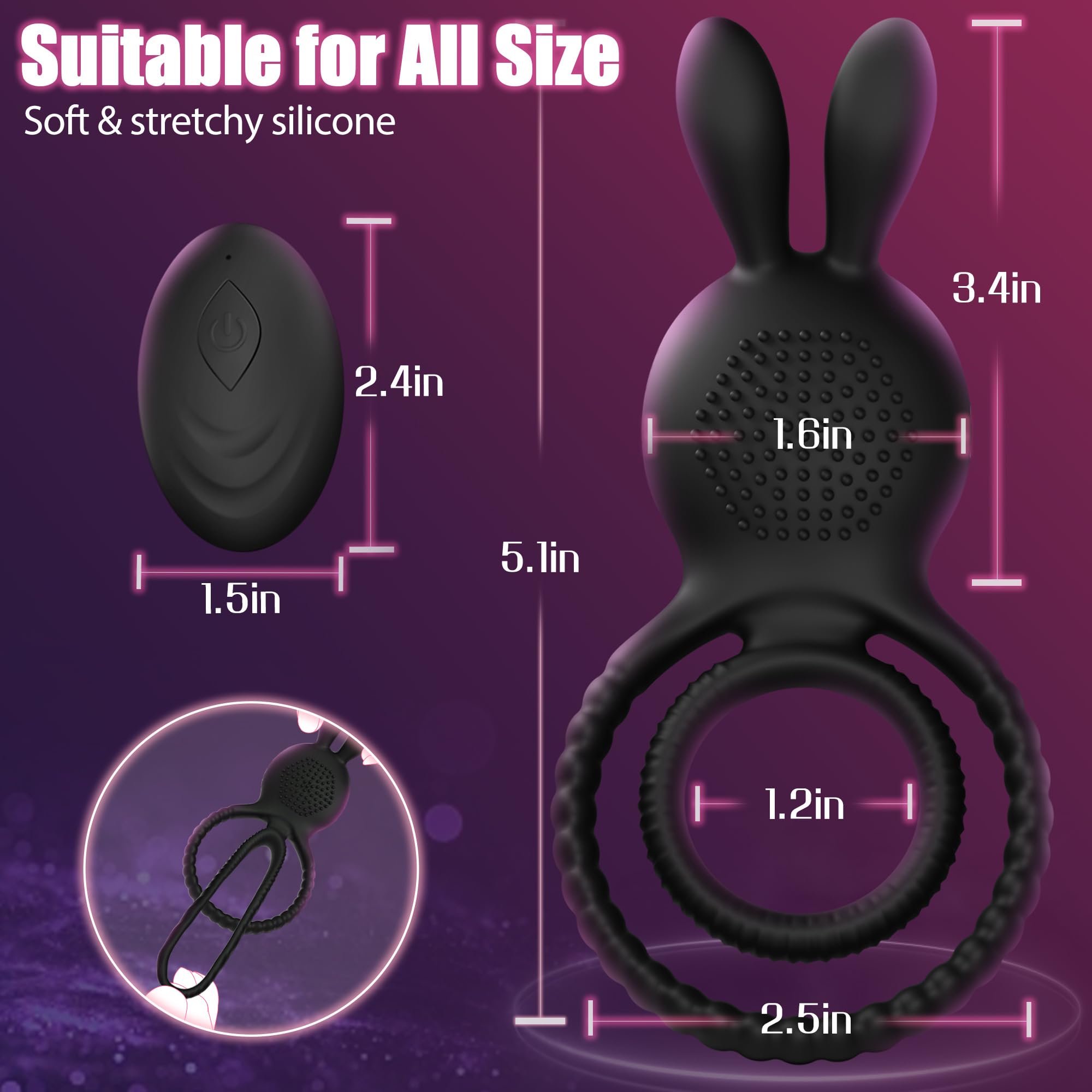 4in1 Penis Ring Vibrator 10 Vibrations C & G Spot Vibrators